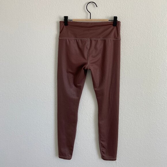 Athleta Elation Shimmer Tight Cinnamon Brown Pull On High Waist Leggings Small - Picture 3 of 9